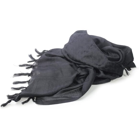 Men Black/Beige 2pack Military Shemagh Tactical Desert Cotton Kefiyeh Scarf Wrap - Picture 3 of 8